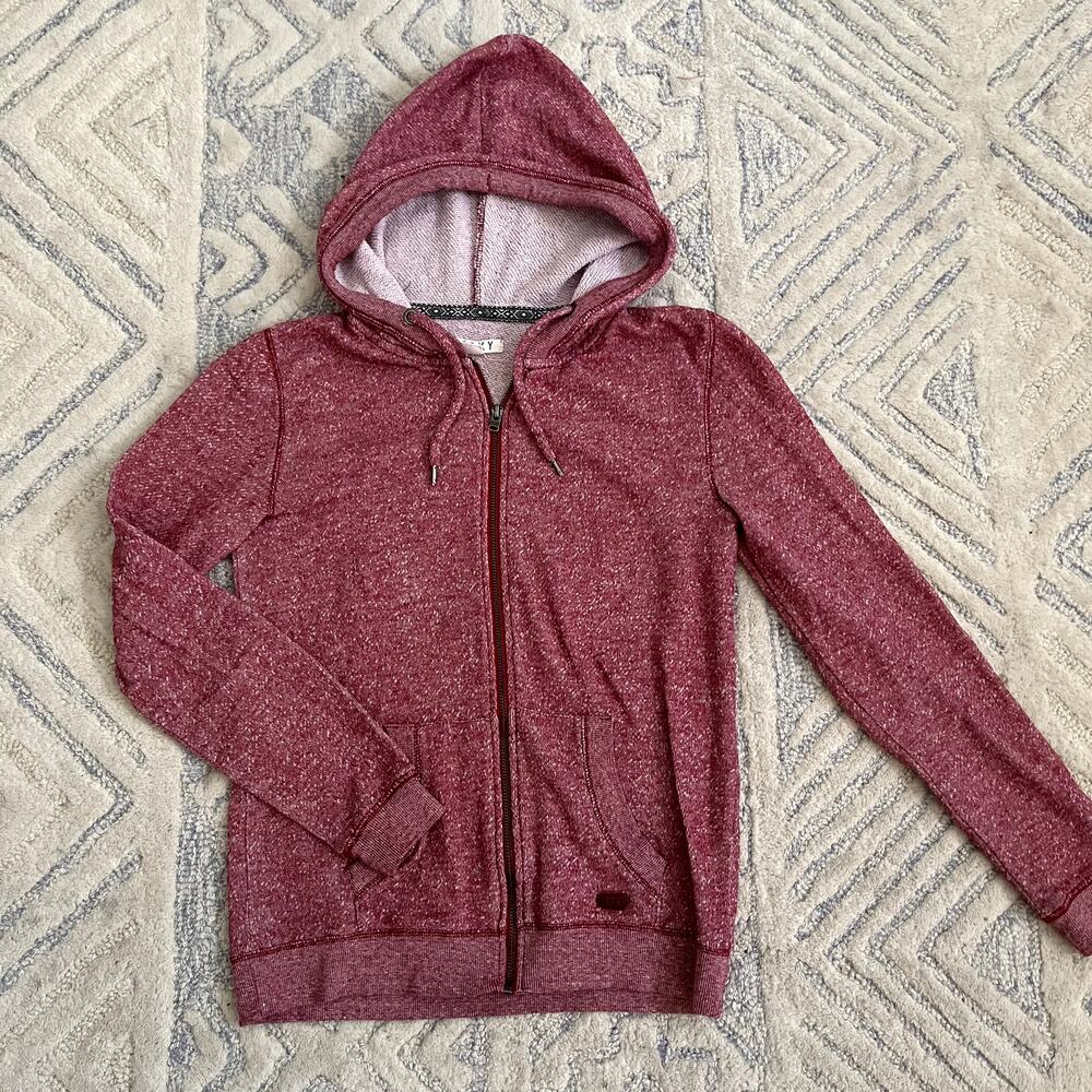 Roxy Women's Heathered Red Full Zip Hoodie Sweatshirt Size S